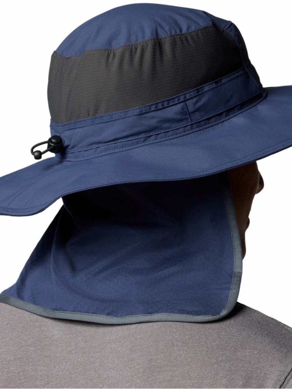 Adjustable Navy Blue Unisex Sun Hat with Neck Flap that folds away